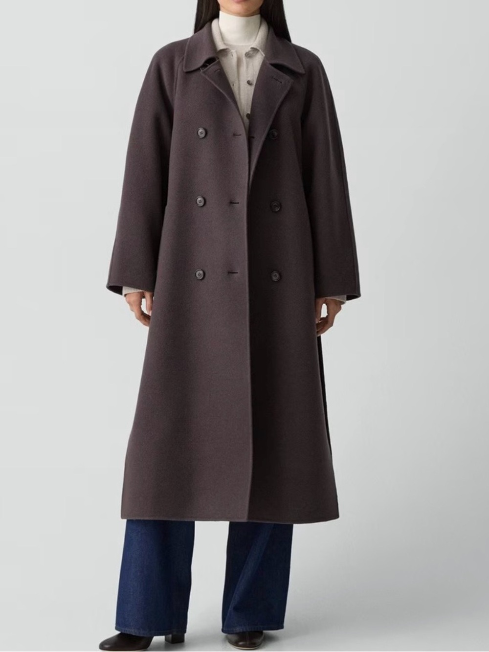 NWT Theory Wool and Cashmere Long Coat in Dark Dove color